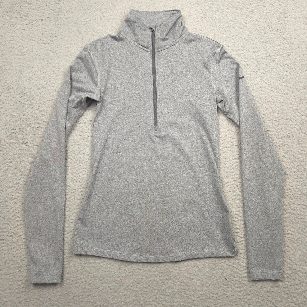 Nike Pro Warm Women S Half Zip Gray Dri-FIT Running Base Layer Thumbholes